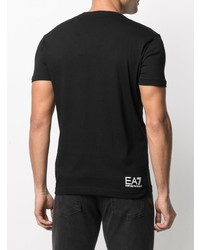 schwarzes und weißes bedrucktes T-Shirt mit einem Rundhalsausschnitt von Emporio Armani