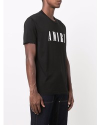 schwarzes und weißes bedrucktes T-Shirt mit einem Rundhalsausschnitt von Amiri