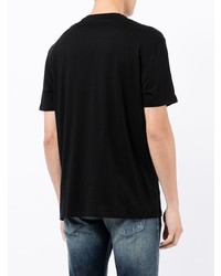 schwarzes und weißes bedrucktes T-Shirt mit einem Rundhalsausschnitt von Armani Exchange