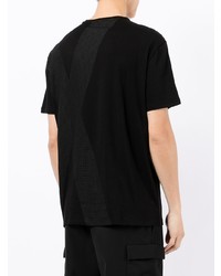 schwarzes und weißes bedrucktes T-Shirt mit einem Rundhalsausschnitt von Armani Exchange