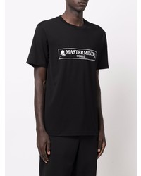 schwarzes und weißes bedrucktes T-Shirt mit einem Rundhalsausschnitt von Mastermind World