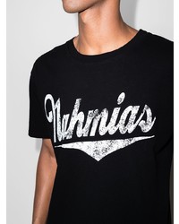 schwarzes und weißes bedrucktes T-Shirt mit einem Rundhalsausschnitt von Nahmias