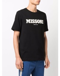 schwarzes und weißes bedrucktes T-Shirt mit einem Rundhalsausschnitt von Missoni