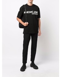 schwarzes und weißes bedrucktes T-Shirt mit einem Rundhalsausschnitt von MONCLER GRENOBLE