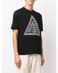 schwarzes und weißes bedrucktes T-Shirt mit einem Rundhalsausschnitt von Lanvin