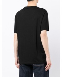 schwarzes und weißes bedrucktes T-Shirt mit einem Rundhalsausschnitt von Armani Exchange