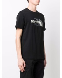 schwarzes und weißes bedrucktes T-Shirt mit einem Rundhalsausschnitt von The North Face