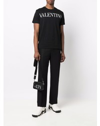 schwarzes und weißes bedrucktes T-Shirt mit einem Rundhalsausschnitt von Valentino