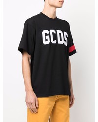 schwarzes und weißes bedrucktes T-Shirt mit einem Rundhalsausschnitt von Gcds