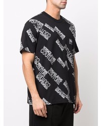 schwarzes und weißes bedrucktes T-Shirt mit einem Rundhalsausschnitt von VERSACE JEANS COUTURE