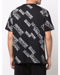 schwarzes und weißes bedrucktes T-Shirt mit einem Rundhalsausschnitt von VERSACE JEANS COUTURE