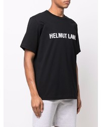 schwarzes und weißes bedrucktes T-Shirt mit einem Rundhalsausschnitt von Helmut Lang