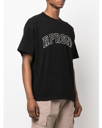 schwarzes und weißes bedrucktes T-Shirt mit einem Rundhalsausschnitt von Represent
