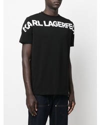 schwarzes und weißes bedrucktes T-Shirt mit einem Rundhalsausschnitt von Karl Lagerfeld