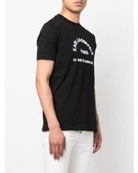 schwarzes und weißes bedrucktes T-Shirt mit einem Rundhalsausschnitt von Karl Lagerfeld