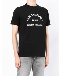 schwarzes und weißes bedrucktes T-Shirt mit einem Rundhalsausschnitt von Karl Lagerfeld