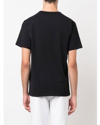 schwarzes und weißes bedrucktes T-Shirt mit einem Rundhalsausschnitt von MAISON KITSUNÉ