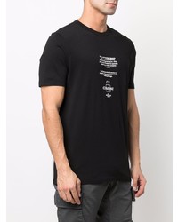 schwarzes und weißes bedrucktes T-Shirt mit einem Rundhalsausschnitt von C.P. Company