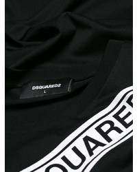 schwarzes und weißes bedrucktes T-Shirt mit einem Rundhalsausschnitt von DSQUARED2