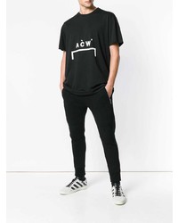 schwarzes und weißes bedrucktes T-Shirt mit einem Rundhalsausschnitt von A-Cold-Wall*