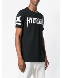 schwarzes und weißes bedrucktes T-Shirt mit einem Rundhalsausschnitt von Hydrogen