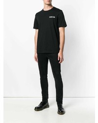 schwarzes und weißes bedrucktes T-Shirt mit einem Rundhalsausschnitt von Helmut Lang