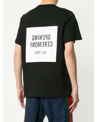 schwarzes und weißes bedrucktes T-Shirt mit einem Rundhalsausschnitt von Opening Ceremony