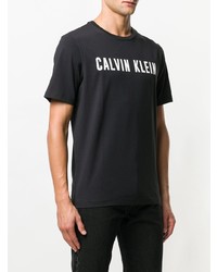 schwarzes und weißes bedrucktes T-Shirt mit einem Rundhalsausschnitt von CK Calvin Klein