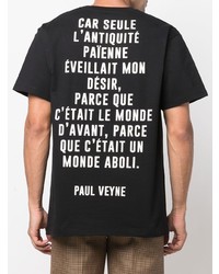 schwarzes und weißes bedrucktes T-Shirt mit einem Rundhalsausschnitt von Gucci