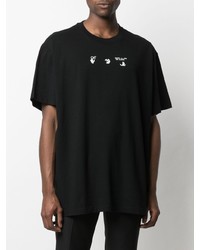 schwarzes und weißes bedrucktes T-Shirt mit einem Rundhalsausschnitt von Off-White