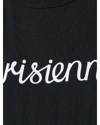 schwarzes und weißes bedrucktes T-Shirt mit einem Rundhalsausschnitt von MAISON KITSUNE