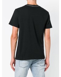 schwarzes und weißes bedrucktes T-Shirt mit einem Rundhalsausschnitt von MAISON KITSUNÉ