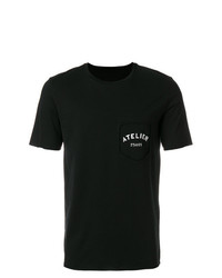 schwarzes und weißes bedrucktes T-Shirt mit einem Rundhalsausschnitt von Maison Margiela