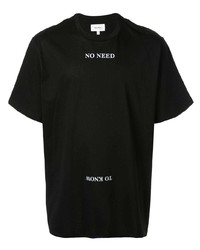 schwarzes und weißes bedrucktes T-Shirt mit einem Rundhalsausschnitt von Makavelic