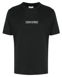 schwarzes und weißes bedrucktes T-Shirt mit einem Rundhalsausschnitt von Marcelo Burlon County of Milan