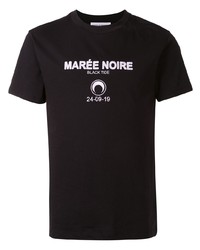 schwarzes und weißes bedrucktes T-Shirt mit einem Rundhalsausschnitt von Marine Serre