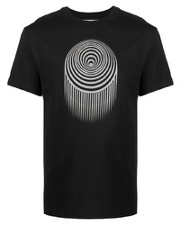 schwarzes und weißes bedrucktes T-Shirt mit einem Rundhalsausschnitt von Marine Serre