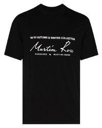 schwarzes und weißes bedrucktes T-Shirt mit einem Rundhalsausschnitt von Martine Rose