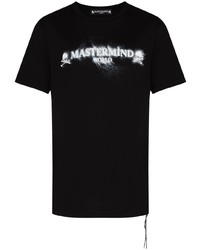 schwarzes und weißes bedrucktes T-Shirt mit einem Rundhalsausschnitt von Mastermind Japan