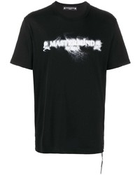 schwarzes und weißes bedrucktes T-Shirt mit einem Rundhalsausschnitt von Mastermind Japan