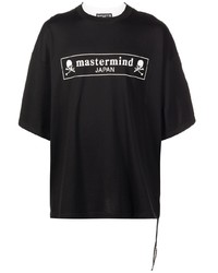 schwarzes und weißes bedrucktes T-Shirt mit einem Rundhalsausschnitt von Mastermind Japan