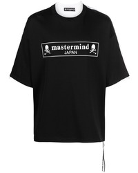 schwarzes und weißes bedrucktes T-Shirt mit einem Rundhalsausschnitt von Mastermind Japan