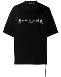 schwarzes und weißes bedrucktes T-Shirt mit einem Rundhalsausschnitt von Mastermind Japan