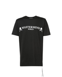 schwarzes und weißes bedrucktes T-Shirt mit einem Rundhalsausschnitt von Mastermind Japan