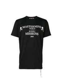 schwarzes und weißes bedrucktes T-Shirt mit einem Rundhalsausschnitt von Mastermind Japan