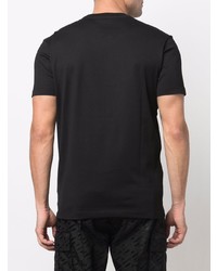 schwarzes und weißes bedrucktes T-Shirt mit einem Rundhalsausschnitt von Versace