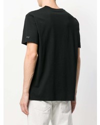 schwarzes und weißes bedrucktes T-Shirt mit einem Rundhalsausschnitt von Marcelo Burlon County of Milan