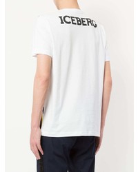 schwarzes und weißes bedrucktes T-Shirt mit einem Rundhalsausschnitt von Iceberg