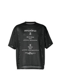 schwarzes und weißes bedrucktes T-Shirt mit einem Rundhalsausschnitt von Midnight Studios