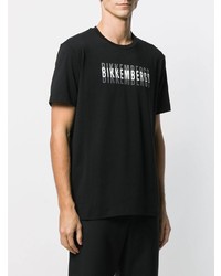 schwarzes und weißes bedrucktes T-Shirt mit einem Rundhalsausschnitt von Dirk Bikkembergs